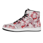 White Ruby Marble Print High Top Leather Sneakers