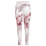 White Ruby Marble Print High-Waisted Pocket Leggings
