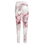 White Ruby Marble Print High-Waisted Pocket Leggings