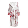 White Ruby Marble Print Hooded Bathrobe