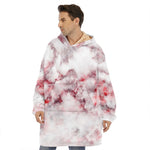White Ruby Marble Print Hoodie Blanket