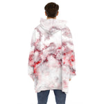 White Ruby Marble Print Hoodie Blanket