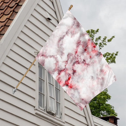 White Ruby Marble Print House Flag