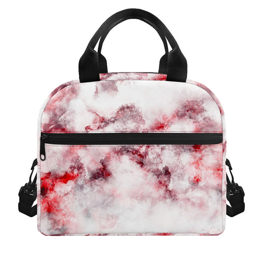White Ruby Marble Print Insulated Lunch Bag