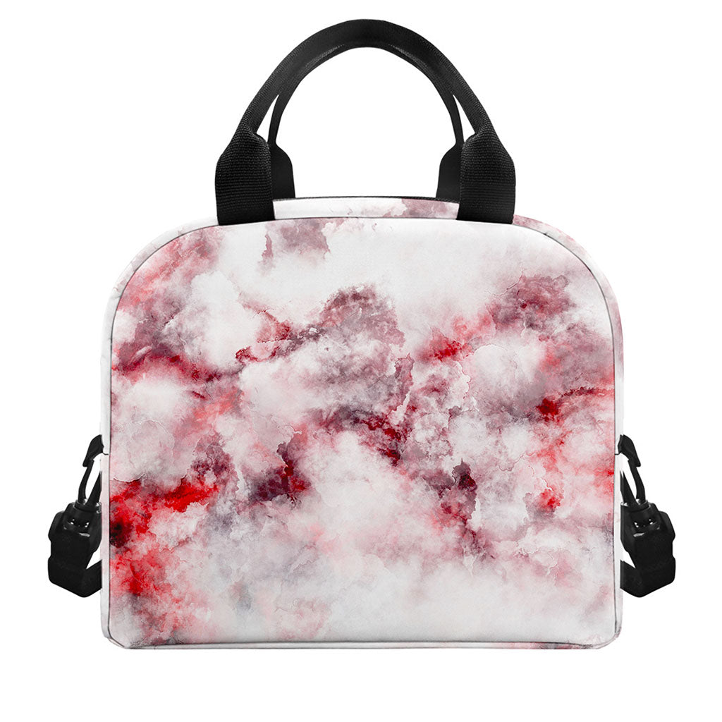 White Ruby Marble Print Insulated Lunch Bag