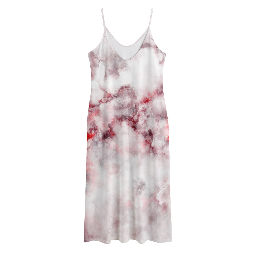White Ruby Marble Print Jersey Midi Cami Dress