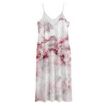 White Ruby Marble Print Jersey Midi Cami Dress