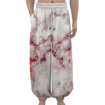 White Ruby Marble Print Lantern Pants