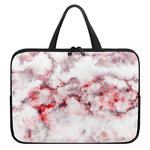 White Ruby Marble Print Laptop Sleeve With Handle
