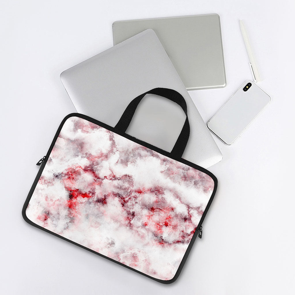 White Ruby Marble Print Laptop Sleeve With Handle