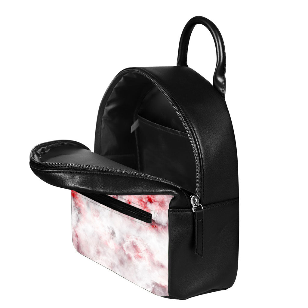 White Ruby Marble Print Leather Backpack