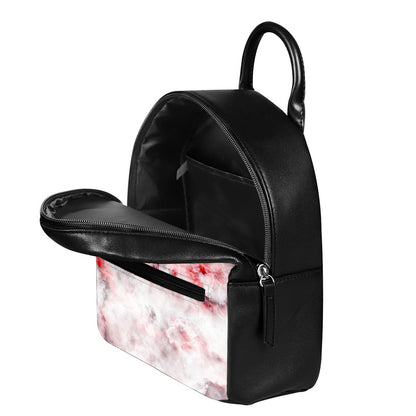 White Ruby Marble Print Leather Backpack