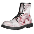 White Ruby Marble Print Lace-Up Boots