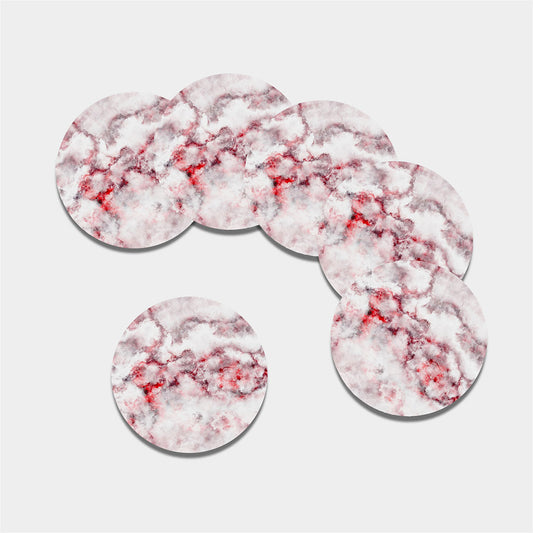 White Ruby Marble Print Leather Coaster Set