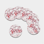 White Ruby Marble Print Leather Coaster Set
