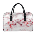 White Ruby Marble Print Leather Duffel Bag