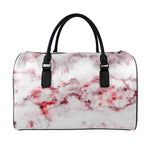 White Ruby Marble Print Leather Duffle Bag