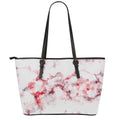 White Ruby Marble Print Leather Tote Bag With Zipper