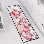 White Ruby Marble Print Long Kitchen Mat
