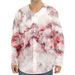 White Ruby Marble Print Long Sleeve Baseball Jersey