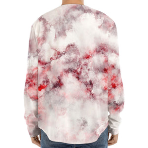 White Ruby Marble Print Long Sleeve Baseball Jersey