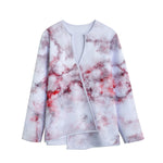 White Ruby Marble Print Long Sleeve Short Coat