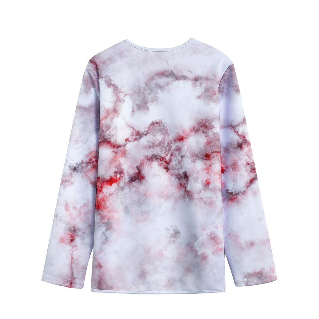 White Ruby Marble Print Long Sleeve Short Coat