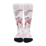 White Ruby Marble Print Long Socks