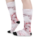 White Ruby Marble Print Long Socks