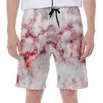 White Ruby Marble Print Men's Beach Shorts