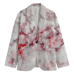 White Ruby Marble Print Men's Blazer
