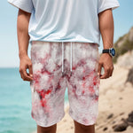 White Ruby Marble Print Men's Cargo Shorts