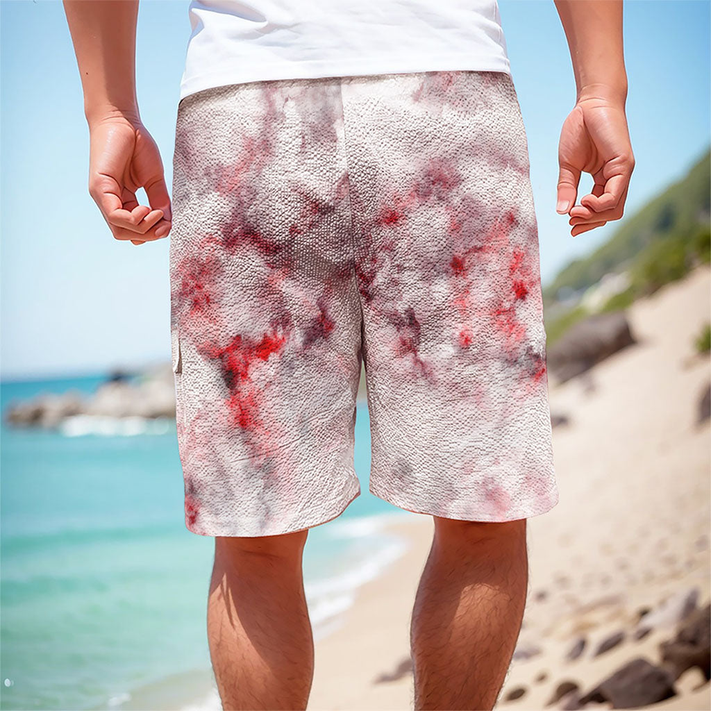 White Ruby Marble Print Men's Cargo Shorts
