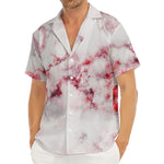 White Ruby Marble Print Men's Deep V-Neck Shirt