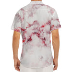 White Ruby Marble Print Men's Deep V-Neck Shirt