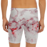 White Ruby Marble Print Men's Long Boxer Briefs