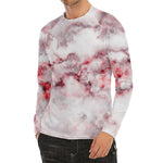 White Ruby Marble Print Men's Long Sleeve Rash Guard
