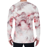 White Ruby Marble Print Men's Long Sleeve T-Shirt