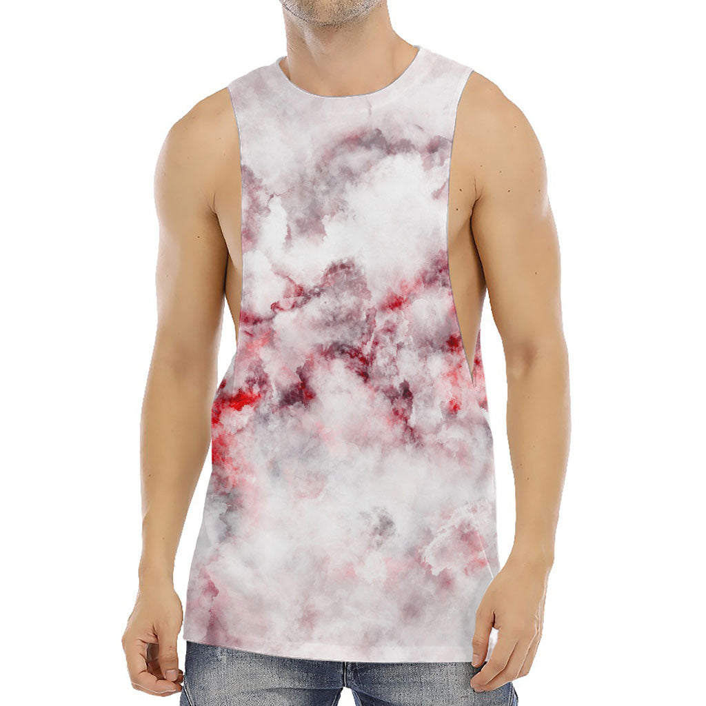 White Ruby Marble Print Men's Muscle Tank Top
