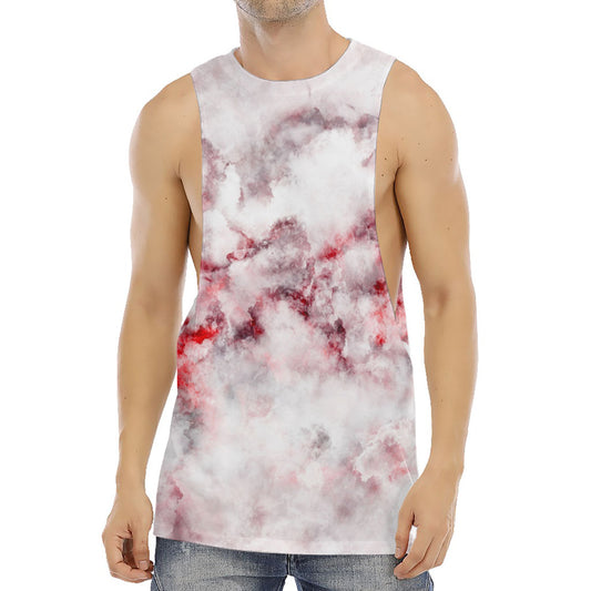 White Ruby Marble Print Men's Muscle Tank Top