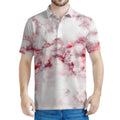 White Ruby Marble Print Men's Polo Shirt
