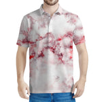 White Ruby Marble Print Men's Polo Shirt