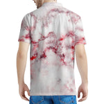 White Ruby Marble Print Men's Polo Shirt