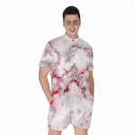 White Ruby Marble Print Men's Rompers