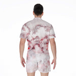 White Ruby Marble Print Men's Rompers