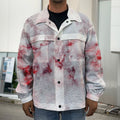 White Ruby Marble Print Men's Shirt Jacket