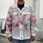 White Ruby Marble Print Men's Shirt Jacket