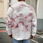 White Ruby Marble Print Men's Shirt Jacket