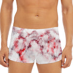 White Ruby Marble Print Men's Short Boxer Briefs