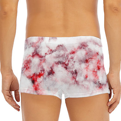 White Ruby Marble Print Men's Short Boxer Briefs